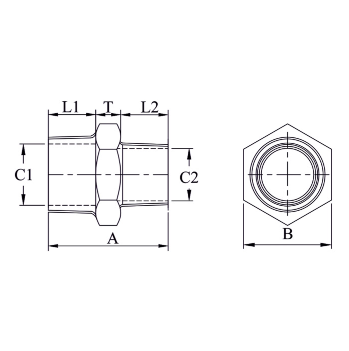Vs Ms Hex Nipple Threaded 1000 Dimensions