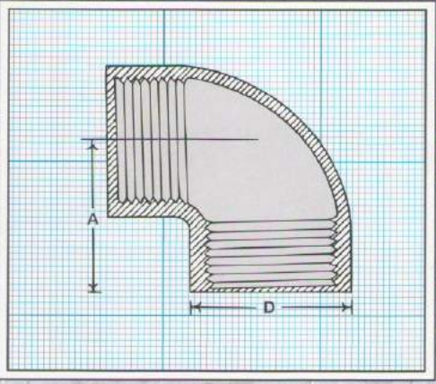 Unik Gi Elbow Threaded Dimension