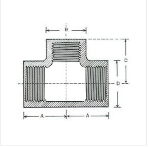 Unik Gi Reducing Tee Threaded Dimension