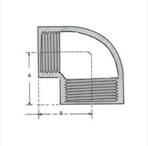 Unik Gi Reducing Elbow Threaded Dimension